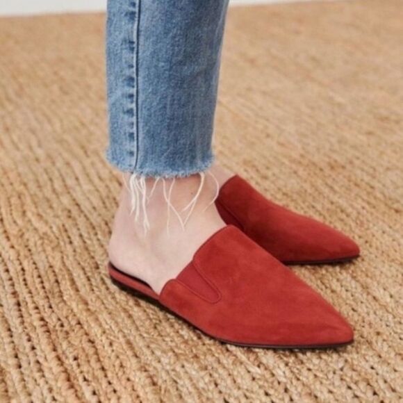 Jenni Kayne rust suede red leather slip on mule size 37 - Picture 1 of 13